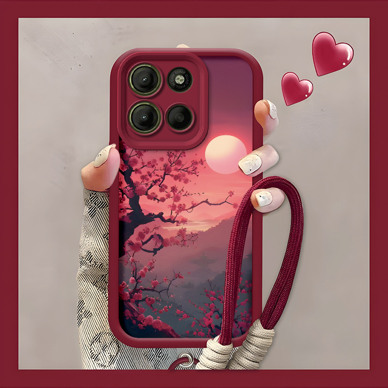 TEMU Phone Case - A Phone Case Featuring A Floral Sunset Design, Ideal For Moto G15, G86, G56, And G75 Models. A Protective Soft Tpu Shell Shockproof
