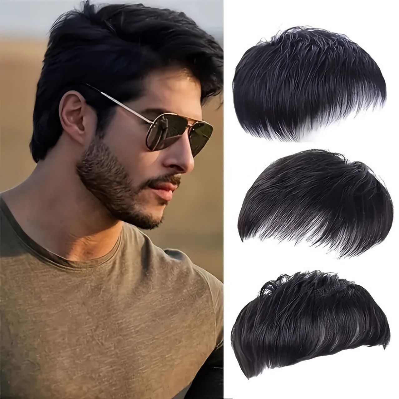TEMU 【メンズ】ショートカーリーヘアウィッグ 薄いヘアピース クリップ式 軽量