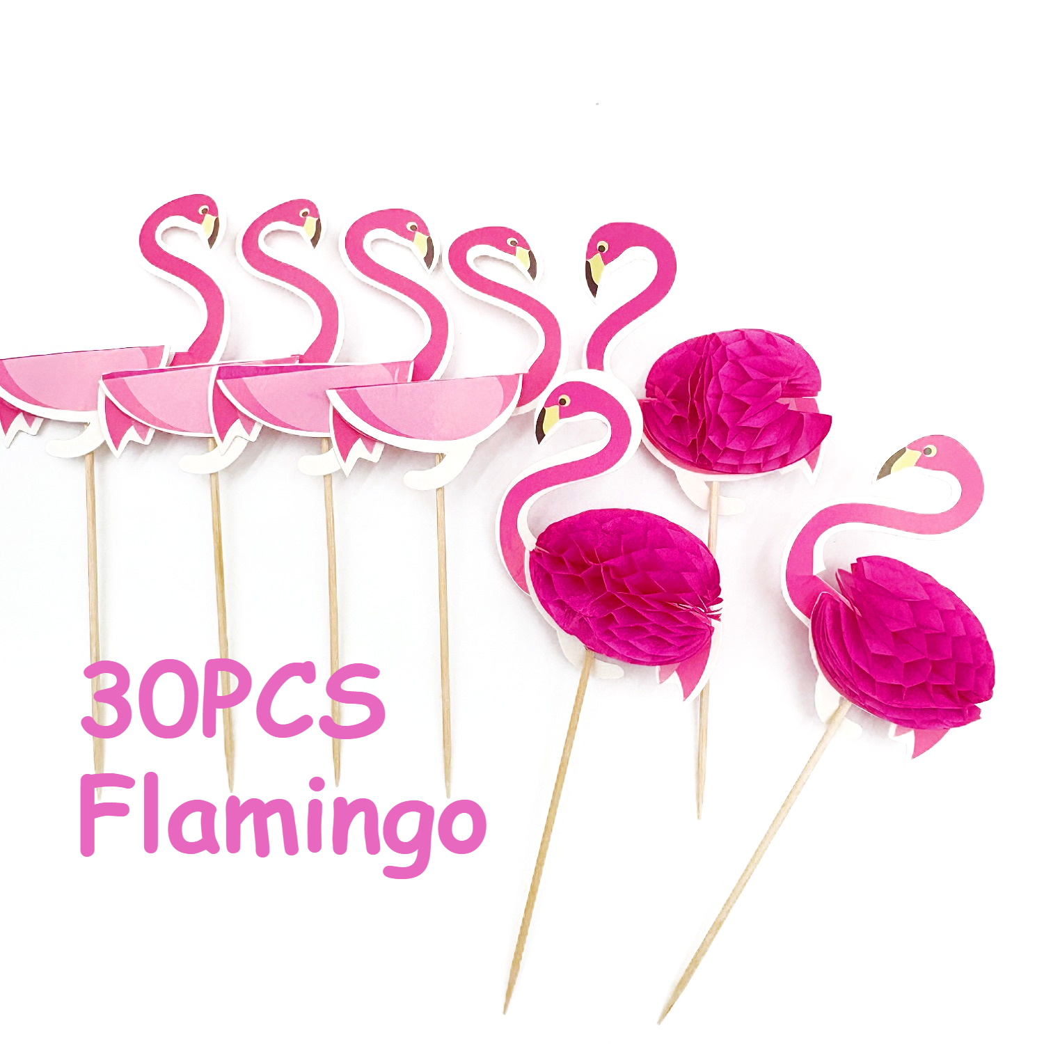 Image of 30pcs Hawaiian Peacock Flamingo Cocktail Picks | 5.71-inch Peacock Flamingo Shaped Dessert Fruit Decoration For Appetizer, Beverage, Hawaiian Party, Pool Party, Restaurant Decoration Supplies