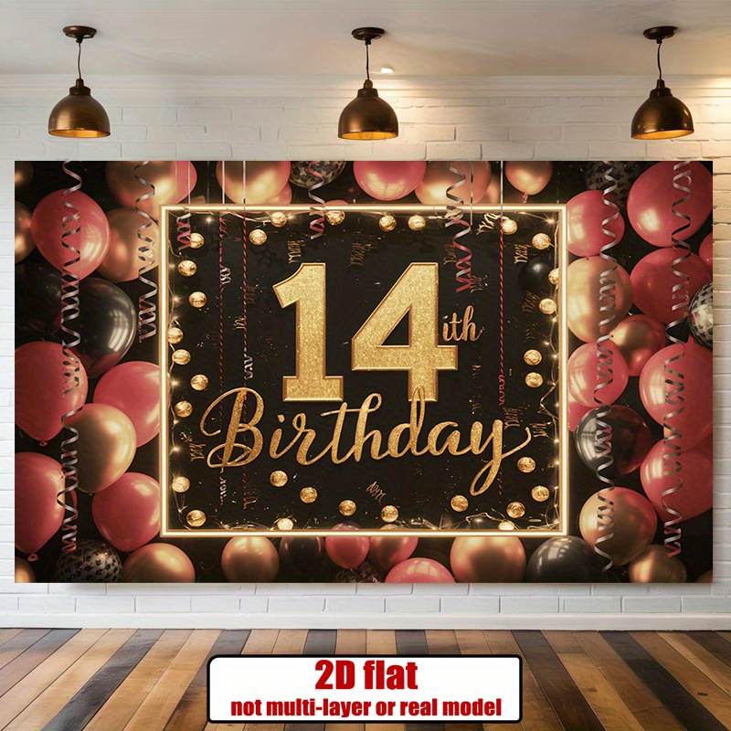 8th Birthday Decoration Banner - 35.4x70 Inch Rose Gold Fabric Sign For Wall, Door & Party Background