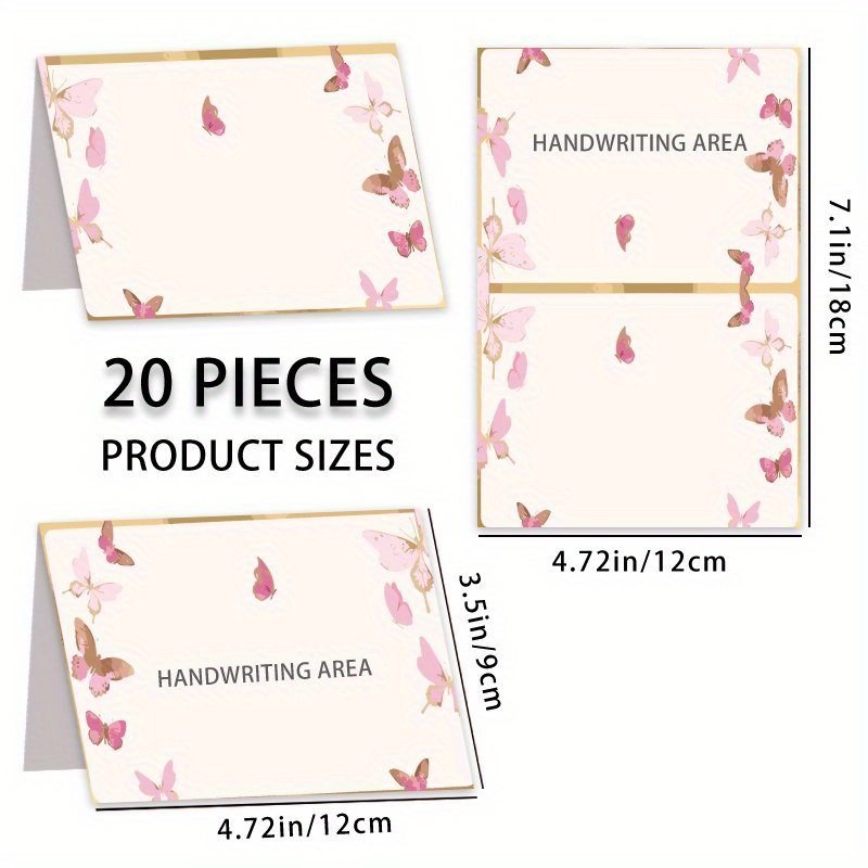 TEMU 20pcs Elegant & Watercolor Table Cards - Delicate Folding Name Cards For Baptism, First Communion, Confirmation, Christmas, Thanksgiving,