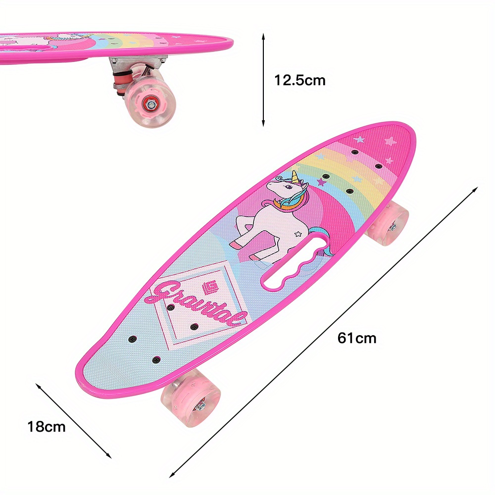 TEMU Skateboard With 4 Flashing Wheels, Silent Skateboard, Unicorn Pattern