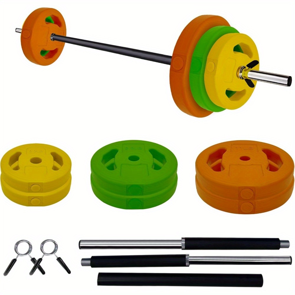 Barbell Weight Set for Lifting, Adjustable Barbell Set for Home Gym with 51 Inch Bar, Pu Coating Barbell Plates
