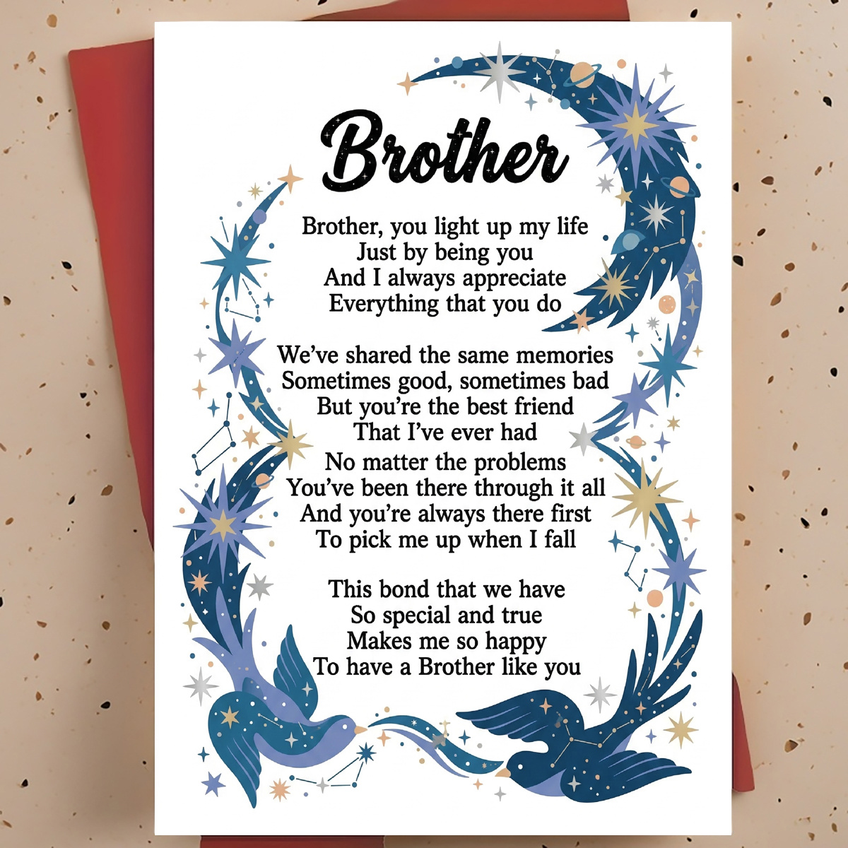 TEMU Carte d'anniversaire fraternelle avec enveloppe - pour , ou les êtres chers, design humoristique et original, parfait pour les occasions