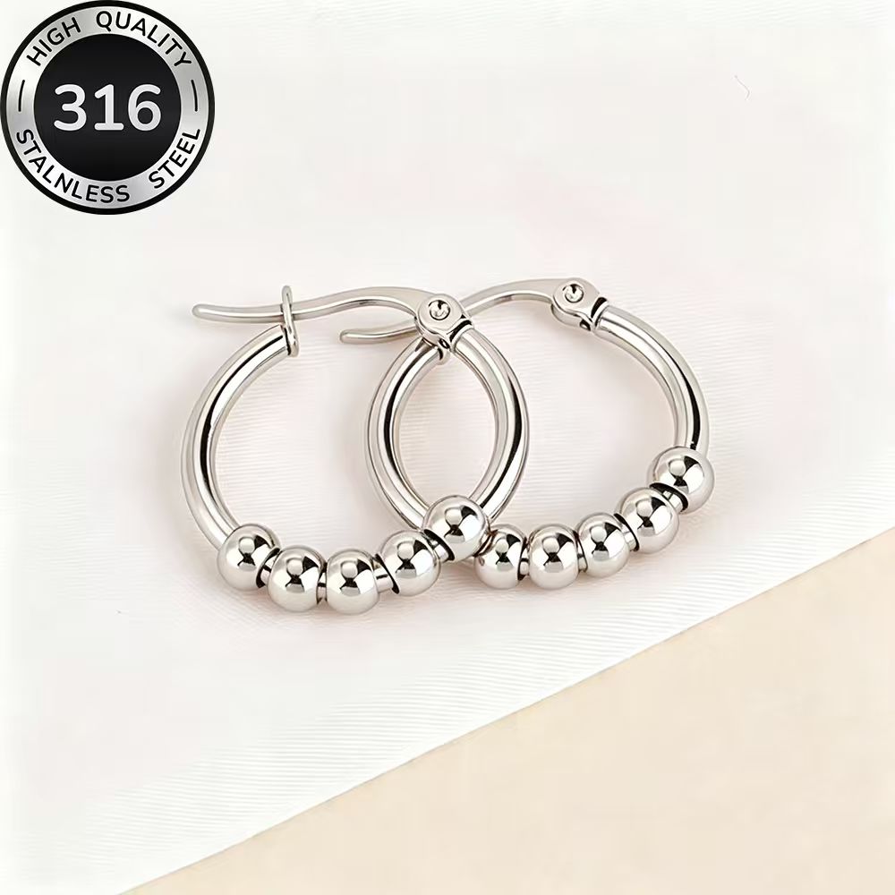 TEMU Boucles d'oreilles dorées hypoallergéniques en acier inoxydable 316 de haute qualité, , résistantes à la décoloration, et élégantes, boucles