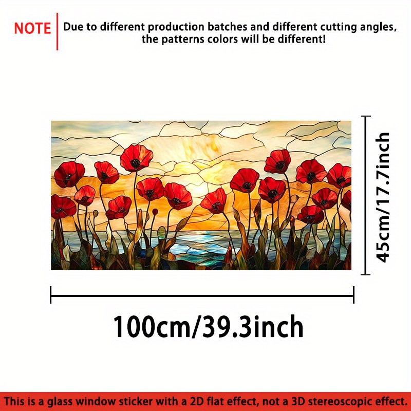 TEMU 1pc, Pattern Static Cling Window Film, Pvc Electrostatic Adhesive Glass Door And Window Decoration, Size 39.3x17.7 Inches (100x45cm), Suitable
