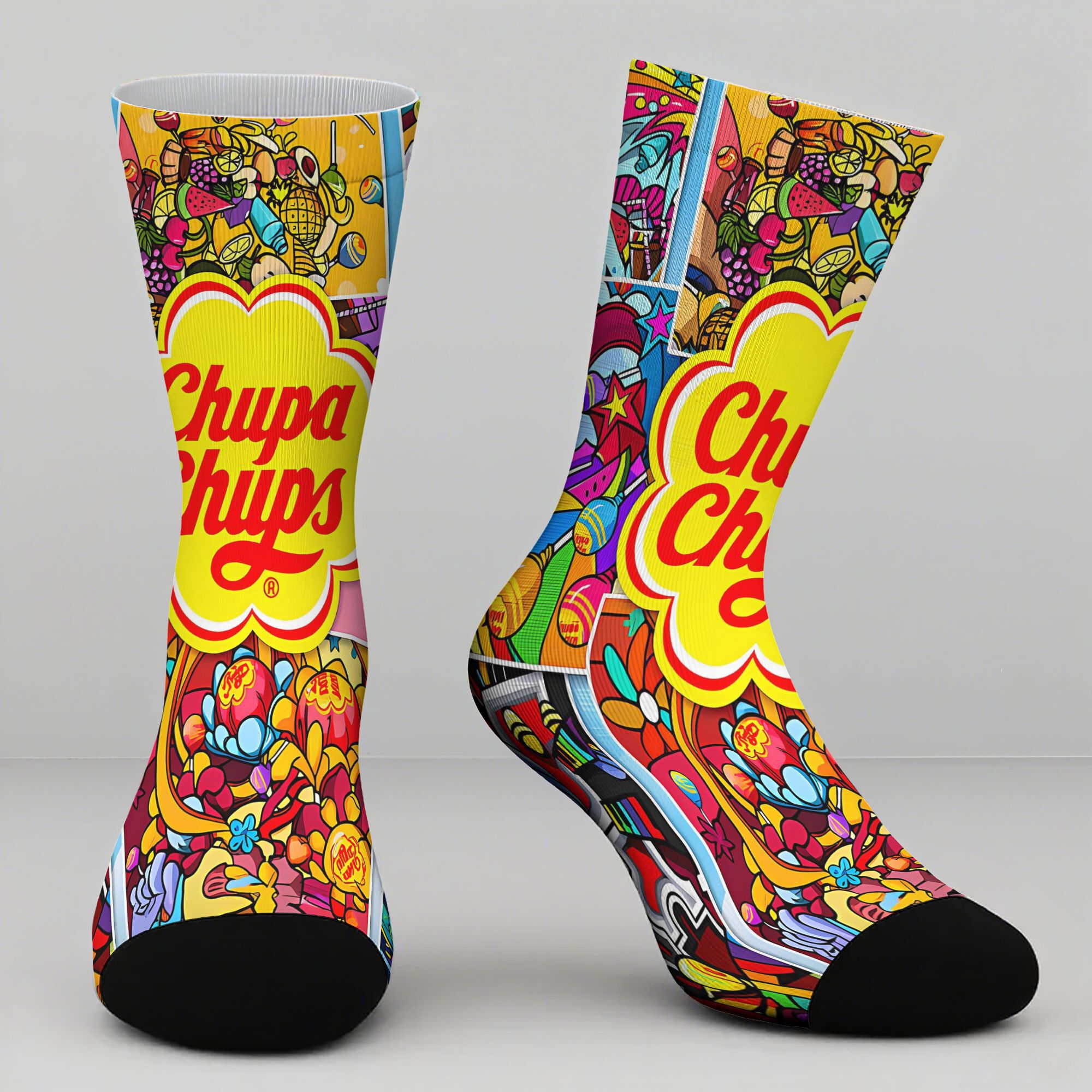 TEMU Chupa Patterned Mid-tube Socks, Machine Washable, Suitable For Outdoor Sports Enthusiasts, Comfortable And Breathable, Fashionable Everyday Wear