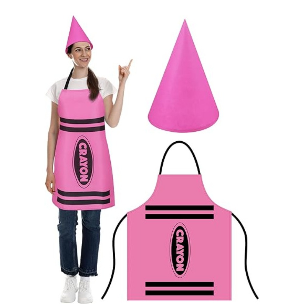 TEMU Colored Crayon Halloween Apron Set With Little Dwarf Cone Hats For Adult Costume - Halloween Role-play Accessory