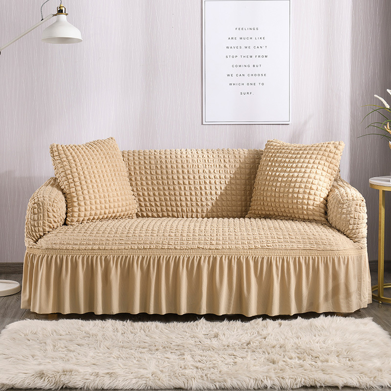 Image of Nordic Style Bubble Waffle Stretch Sofa Slipcover, Skirt 1pc Armchair Cover For Interior Decor