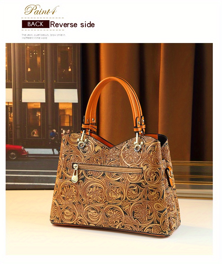 Deep Purple Retro Embossed Handbag side profile showing depth