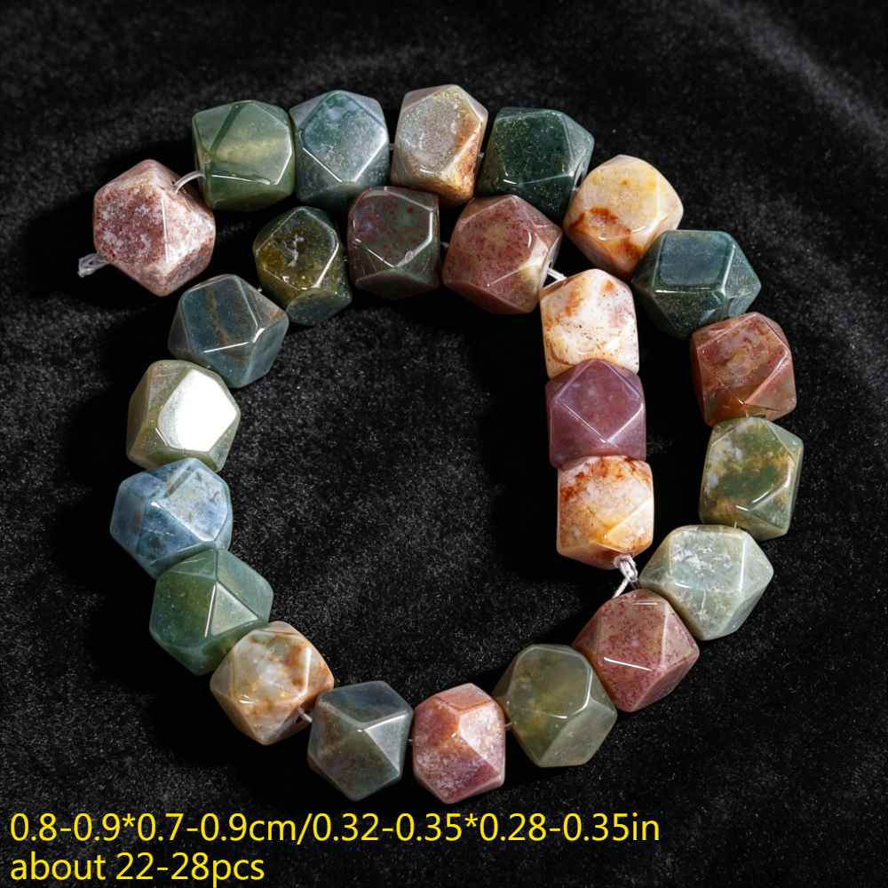 TEMU Natural Stone Indian Agate Irregular Loose Spacer Beads For Jewelry Making Bracelet Necklace Craft Needlework, Gift Beading Components
