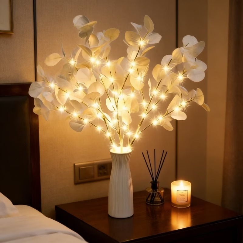 TEMU 1pc Glowing Leaf Branch Light, Led Artificial Tree Light, Realistic Flower Decoration, 2pcs Battery Box Led Lights (batteries Not Included),
