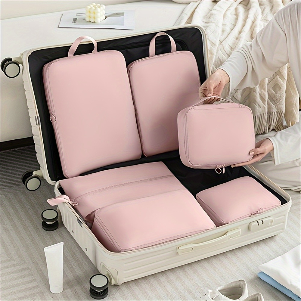 TEMU Lot de 6 cubes de rangement à compression - Durables - Polyester facile à nettoyer - Organisateurs de voyage légers pour bagages - Linge -