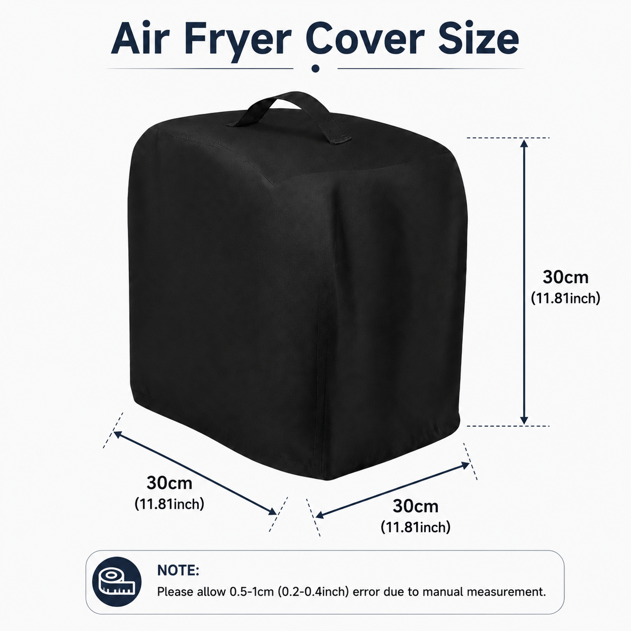 TEMU Housse de Friteuse à Air - Noire, Tissu Oxford 300D Épais, Partie Inférieure avec Cordon de Serrage, Pliable pour le Rangement, Convient pour