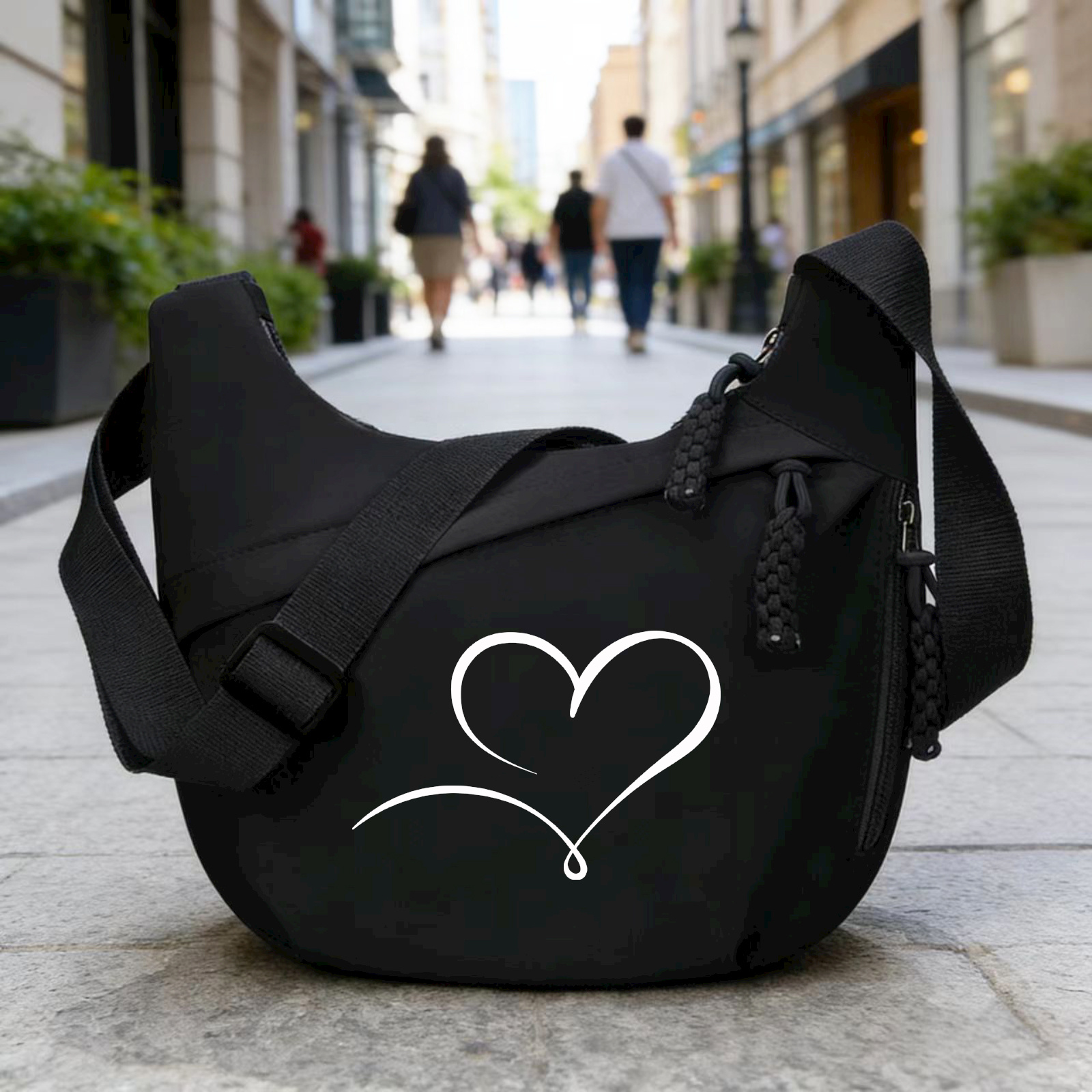 TEMU 1pc Women'-shoulder Bag, Heart Print Shoulder Bag, In Multiple Colors, Trendy Printed Pattern, Casual And Fashionable Versatile Style,