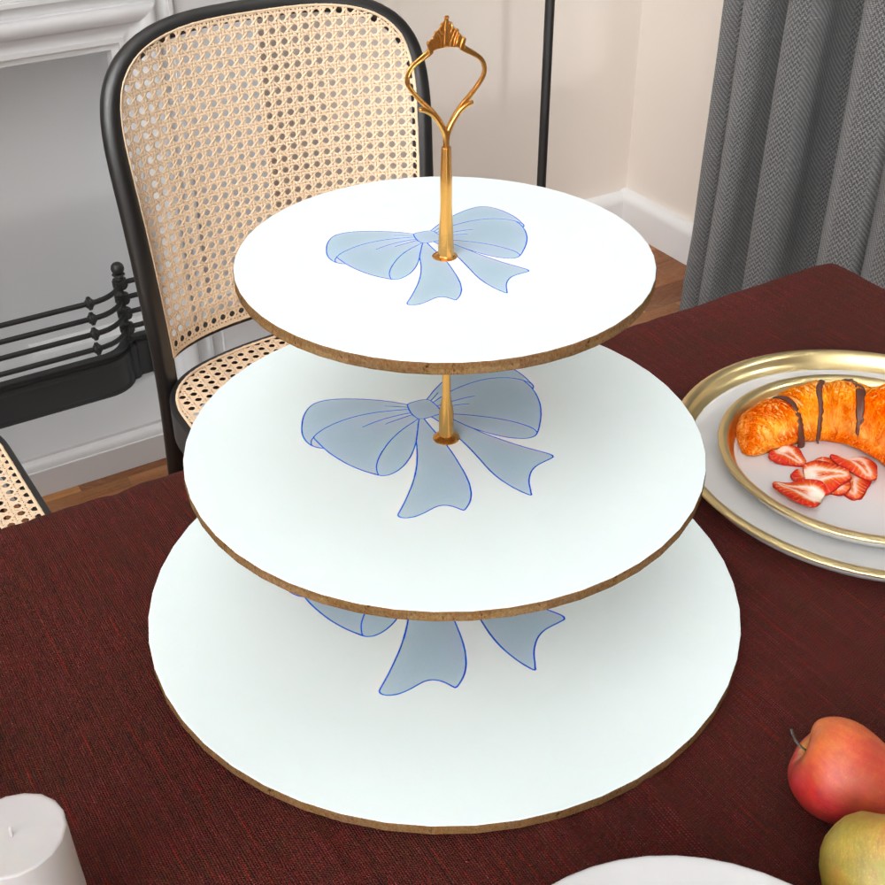 TEMU Porta torta a 3 piani 2D, piatto, 1 pezzo con stampa a - Espositore grande in legno artificiale, per matrimoni, compleanni e portachiavi, non a