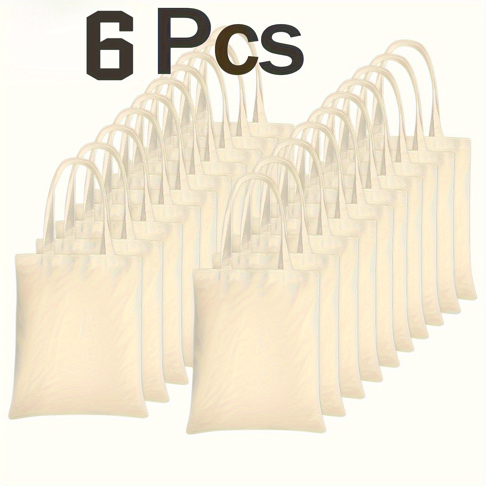 TEMU 6 Pieces, Tote Bag Set, (36cm * 30cm) Solid Color Can Diy Patterns, Used For Handmade Gift Bags And Grocery Shopping Bags, Gift Packaging Bags,