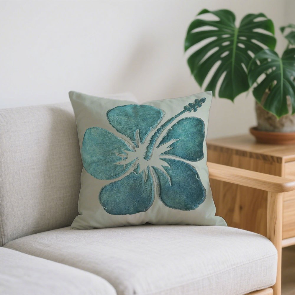 TEMU 1pc Large Flower, Teal Double-sided Print - Living Room Sofa & Bedroom Decor, 18x18in