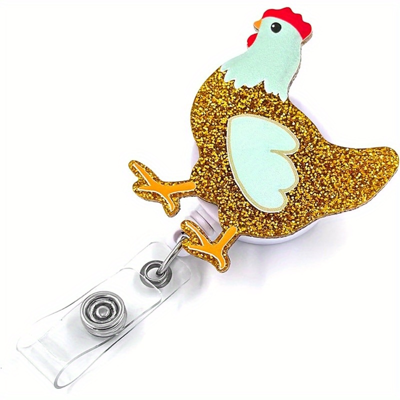 TEMU [2d] Retractable Halloween Badge Reel With Acrylic Chicken Clip, Nurse, Office Worker, Teacher, Student Id Clip Accessory - Unisex