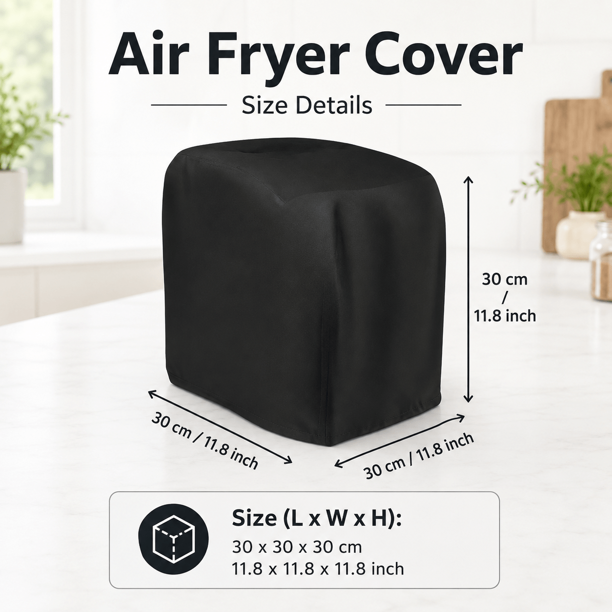 TEMU Air Fryer Cover - 2 Colors (black/gray), Heavyweight 300d Oxford Fabric, Bottom With Drawstring Design, Foldable For Storage, Suitable For Air