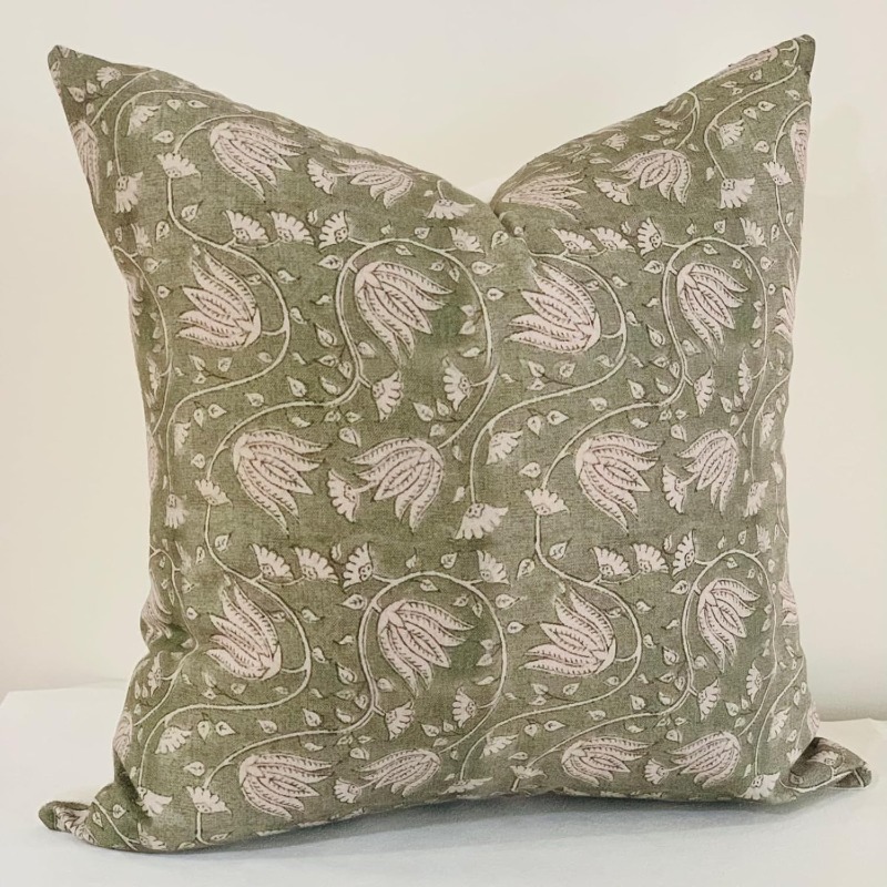 TEMU 1pc 1pcs Sage Green Botanical Pillowcase - Double-sided Printed Suitable For Living Room Sofa Cushion Cover, Zipper Closure & Machine Washable