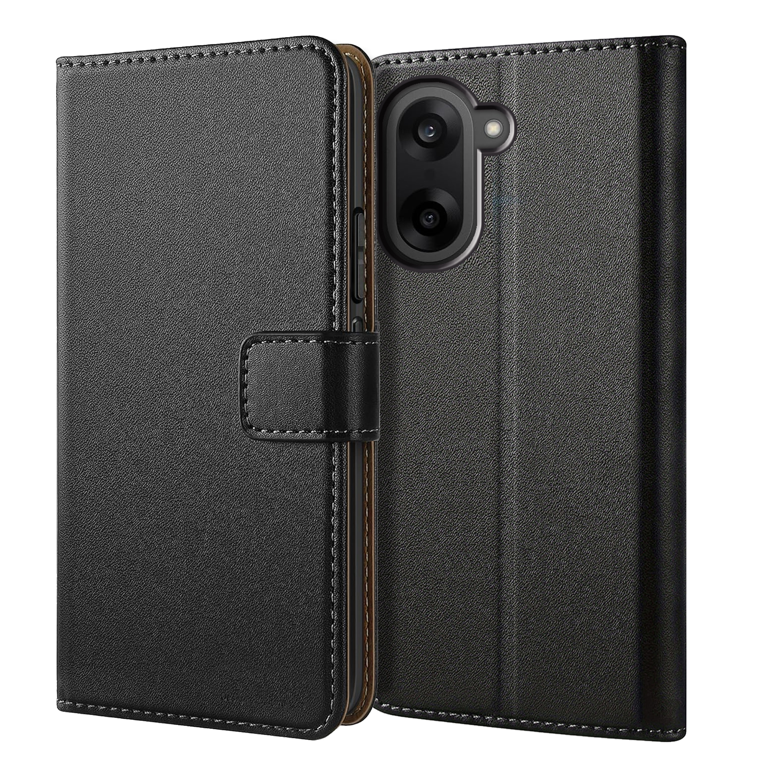 TEMU Phone Case - Black Faux Leather Wallet Case For Oneplus Nord Ce5, Featuring A Kickstand And Card Slot For Protection