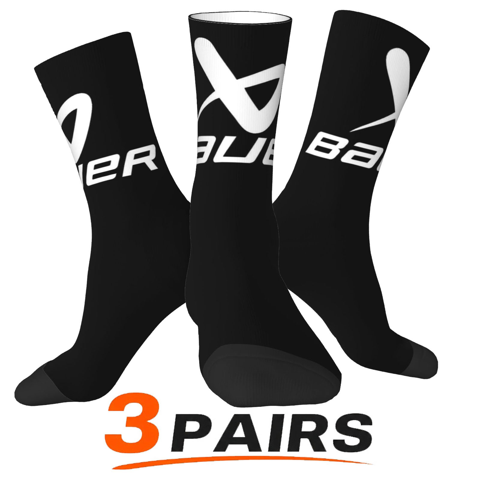 TEMU 3 paires de chaussettes de hockey sur glace pour homme et femme, adaptées aux joueurs de hockey, imprimé hockey sur glace intégral, chaussettes