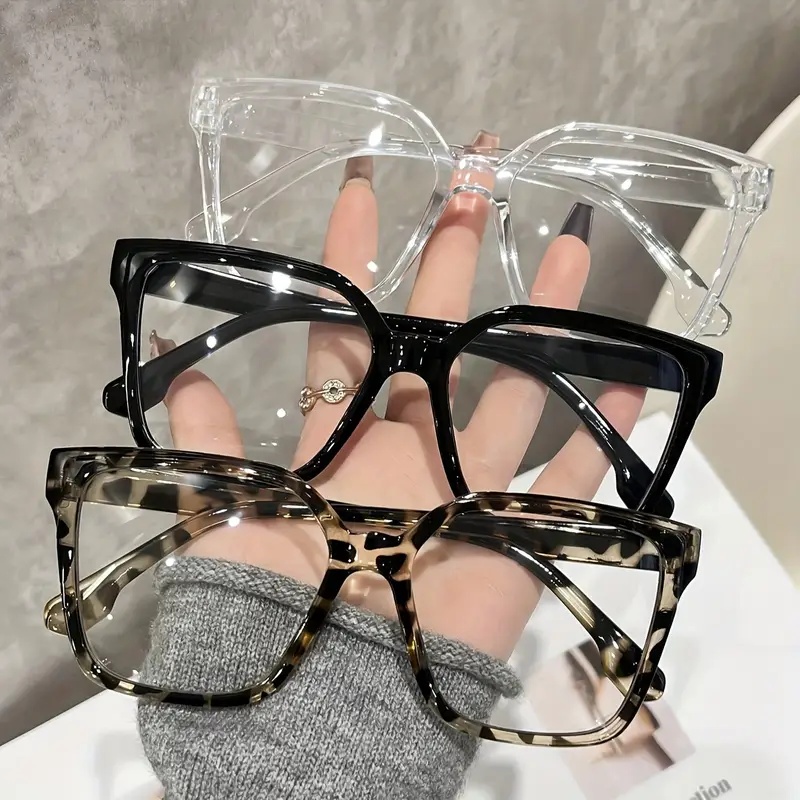 Image of 3pcs Women's -eye Frame Glasses - Lightweight Clear Lenses & Black Frame, Full-rim Design, Daily, Office, Party Accessory, Minimalist Style, Comfortable Wear, Trendy Style, Essential For Fashion Women