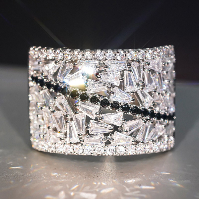 Micro Paved Zirconia Wide Band Statement Ring for Women & Men