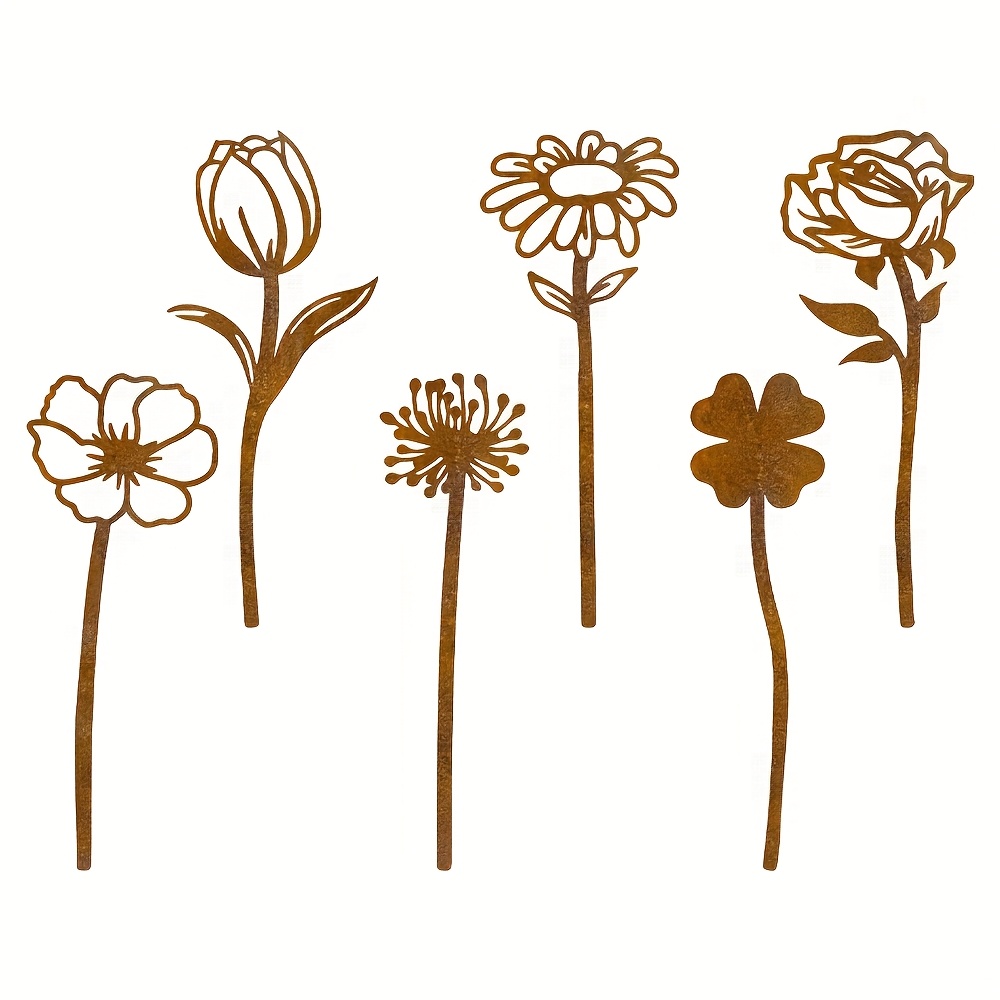 E-shop 【2D Flat】 [2D Flat] 6er-Set Acryl-Blumentöpfe im rustikalen Stil - Braune Außendekoration, ideal für Rosen, Löwenzahn und Chrysanthemen - für