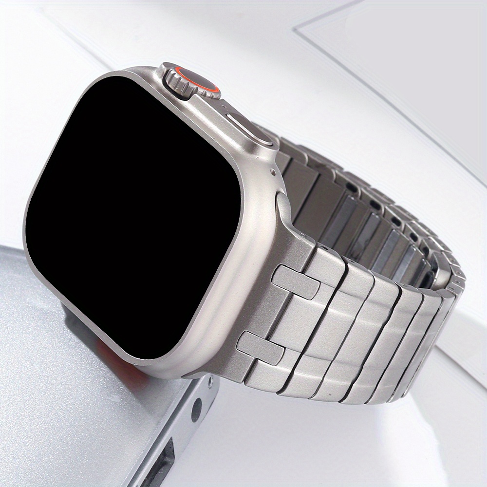 Luxury Stainless Steel Magnetic Strap for Apple Watch Ultra 2, 49mm & iWatch Series 9-5 SE - Sleek Bracelet Design with Secure Clasp and Textured Grip, Apple Watch Strap