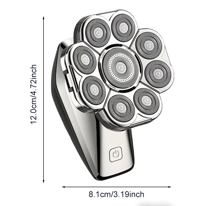 Multi-Functional Electric Shaver with 9 Heads for Bald Shaving