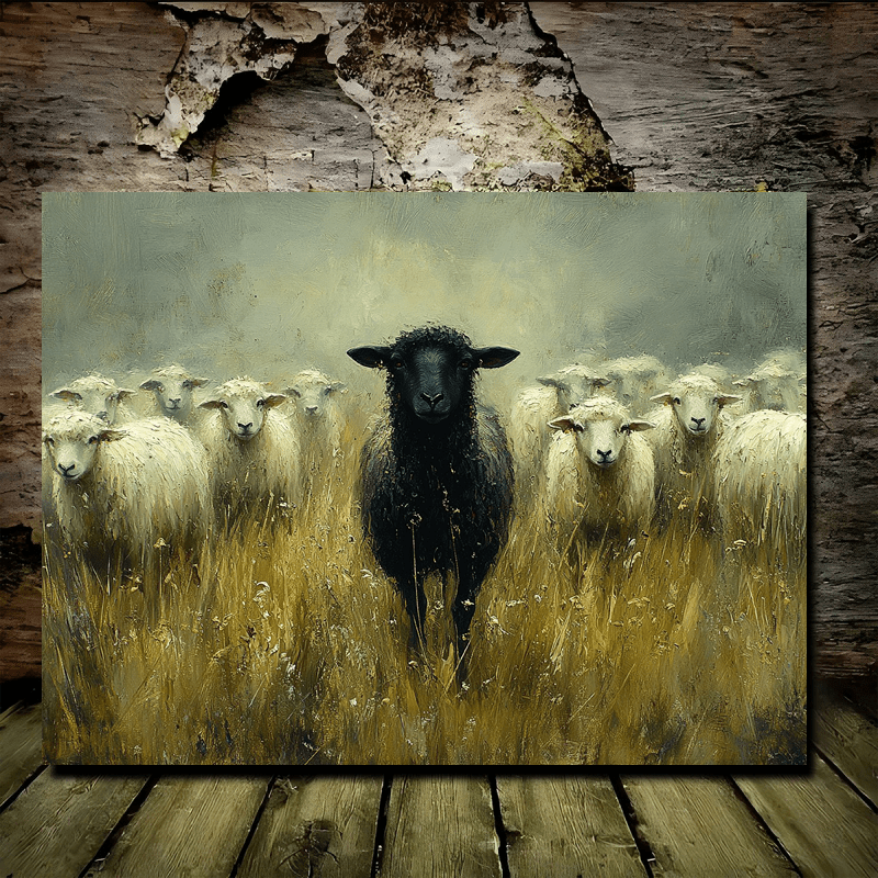 

Room Decor 1pc In White Canvas Art Print, Wooden Oil Painting Reproduction, Woven Wall Decor For Halloween, Bachelor Party, Anniversary, Christmas, Wedding - 11.8"x15.7", Sheep Decor, Room Decor