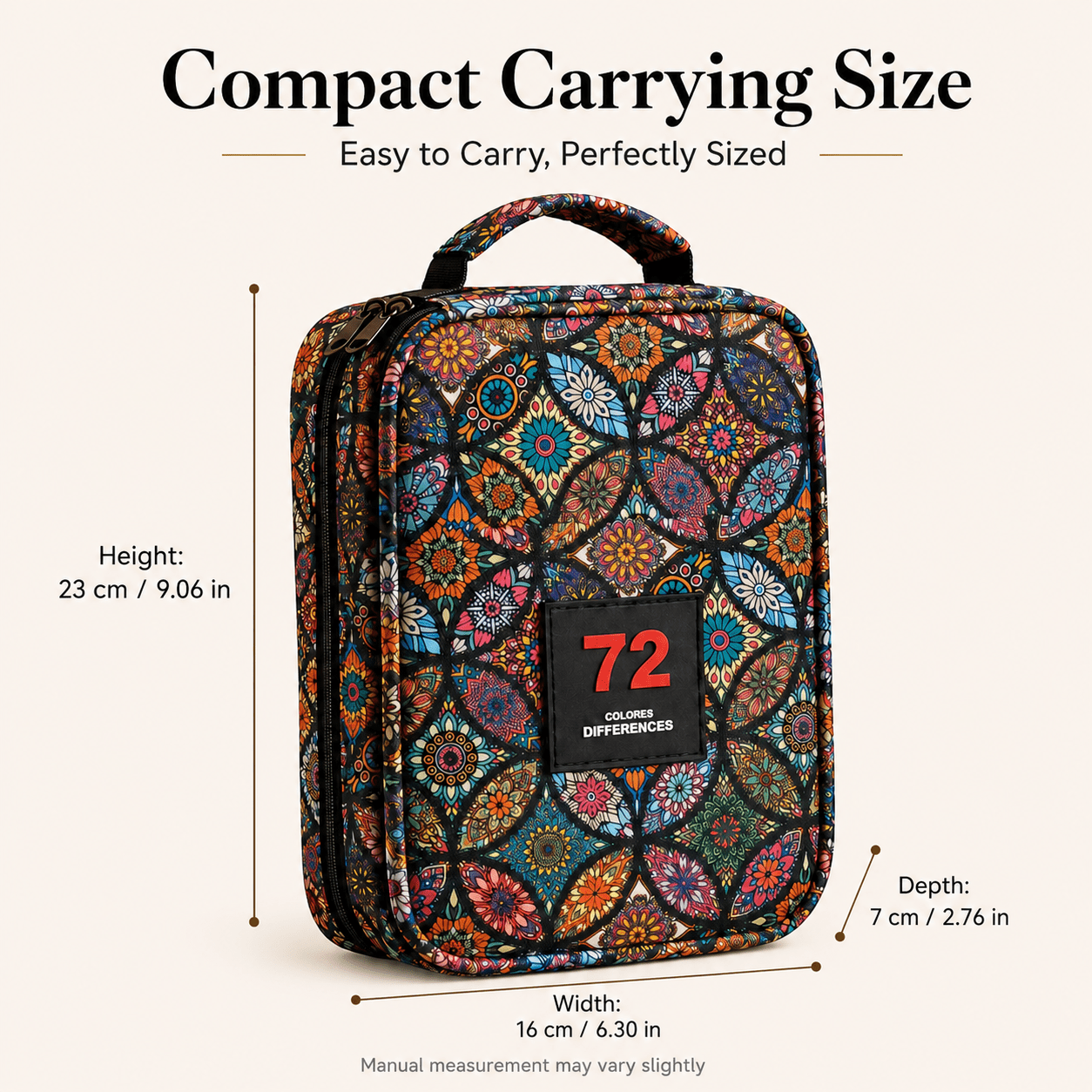 TEMU 72-color Pencil Storage Box, Equipped With Independent Elastic Slots, Portable Handle, Double Zippers, Large Capacity Side Pocket, And Colorful