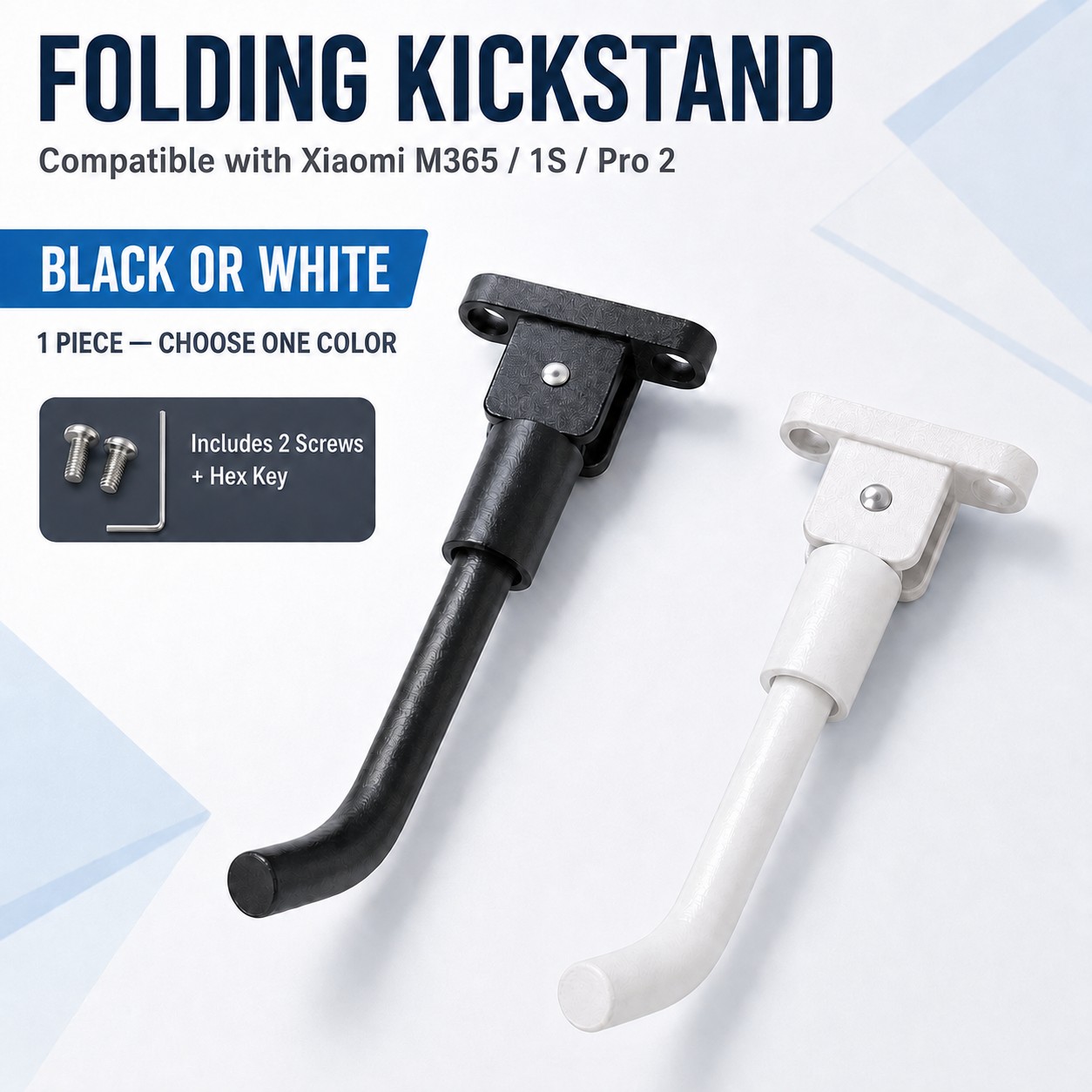 TEMU Suitable For Xiaomi M365/1s/pro 2 Electric Scooter Folding Kickstand, Black And White Available Parking Side Stand, Includes 2pcs Installation