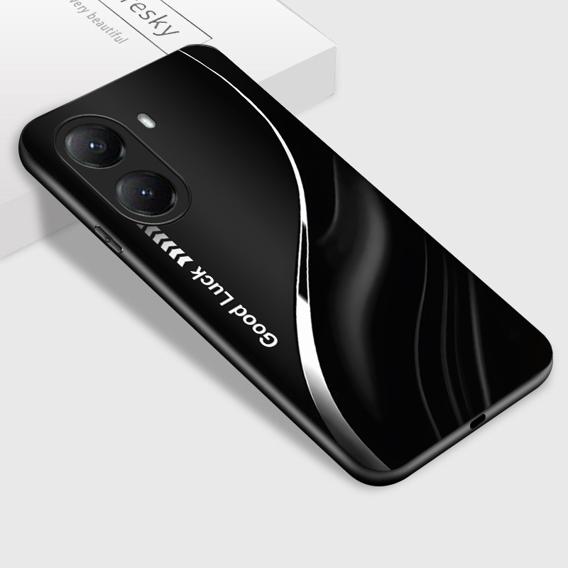 TEMU Phone Case: For Redmi A5 4g Phone Case, Elegant Cool Black Stylish Glossy Glass Casing Back Cover Gift