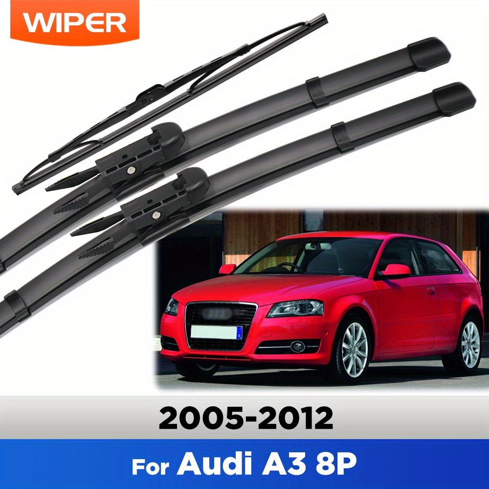 TEMU Ensemble d'essuie-glaces et arrière pour Audi A3 8P de 2005 à 2012, comprenant des balais de pare-brise de 24", 19" et 13"