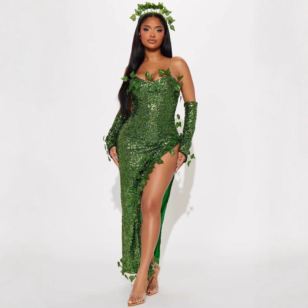 green sparkly fairy dress leaf sequin halloween costume YCRF_shoedefault