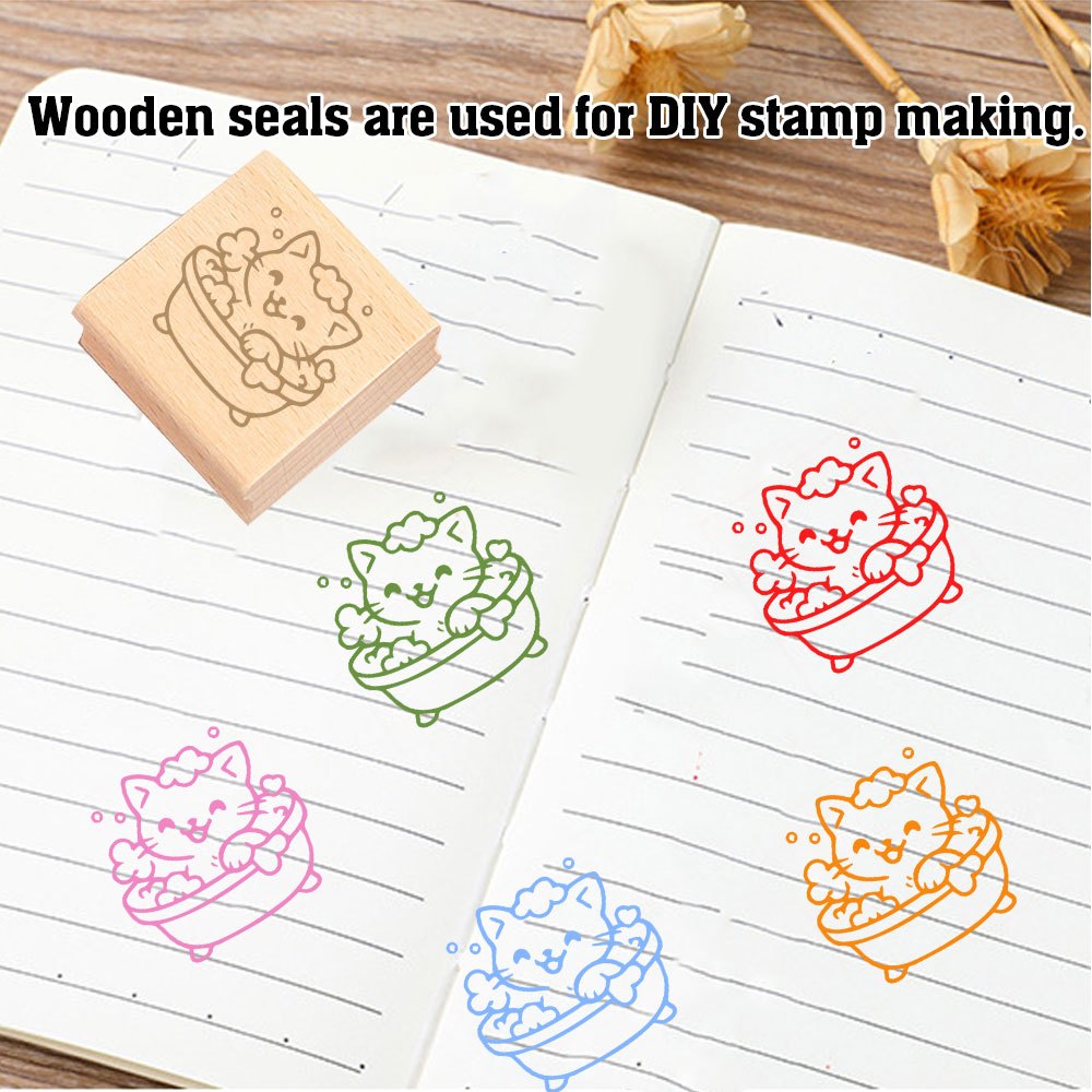 Square Exquisite Wooden Decorative Journal Stamp