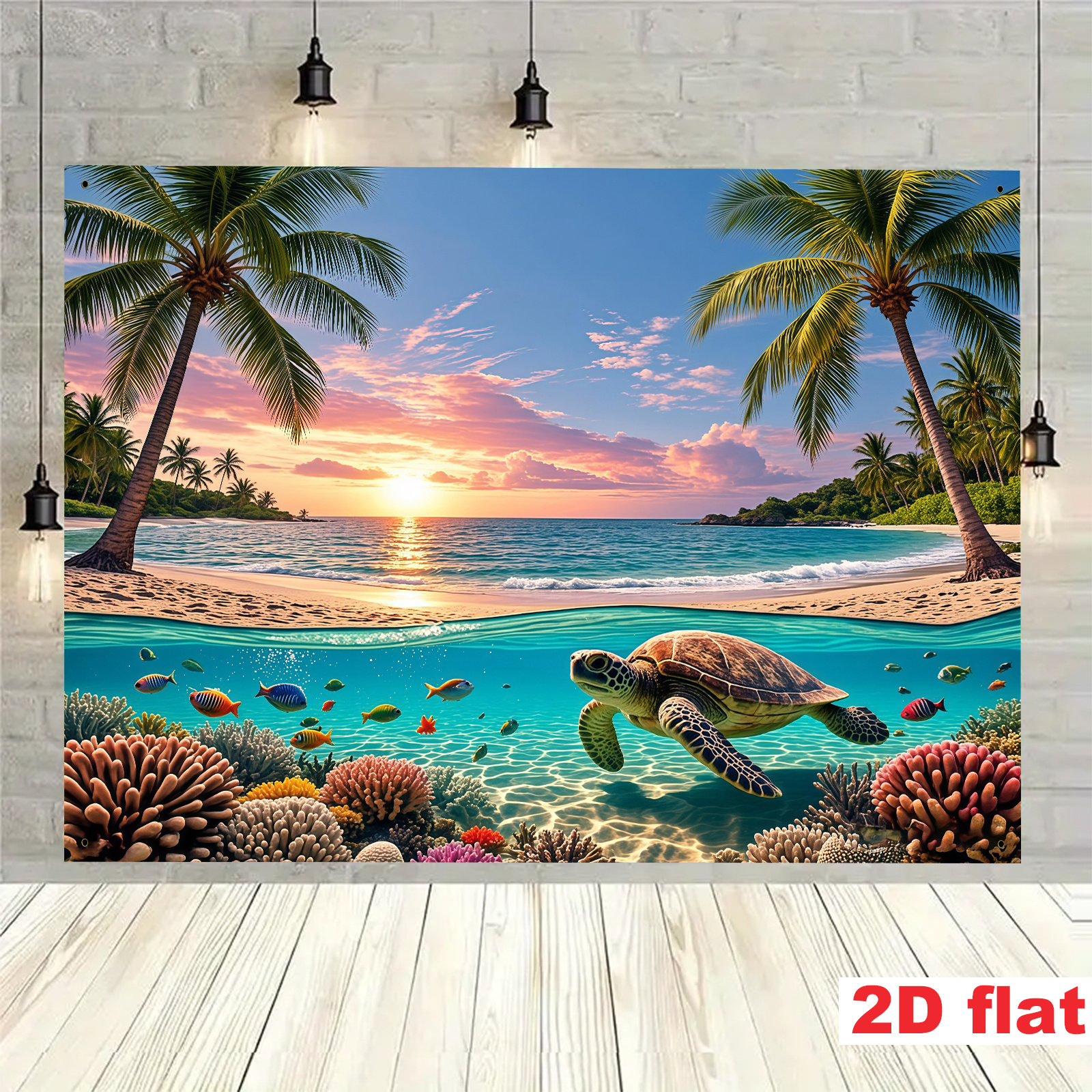 Tropical Beach Theme Polyester Backdrop Banner For Party Decor_voghion.com