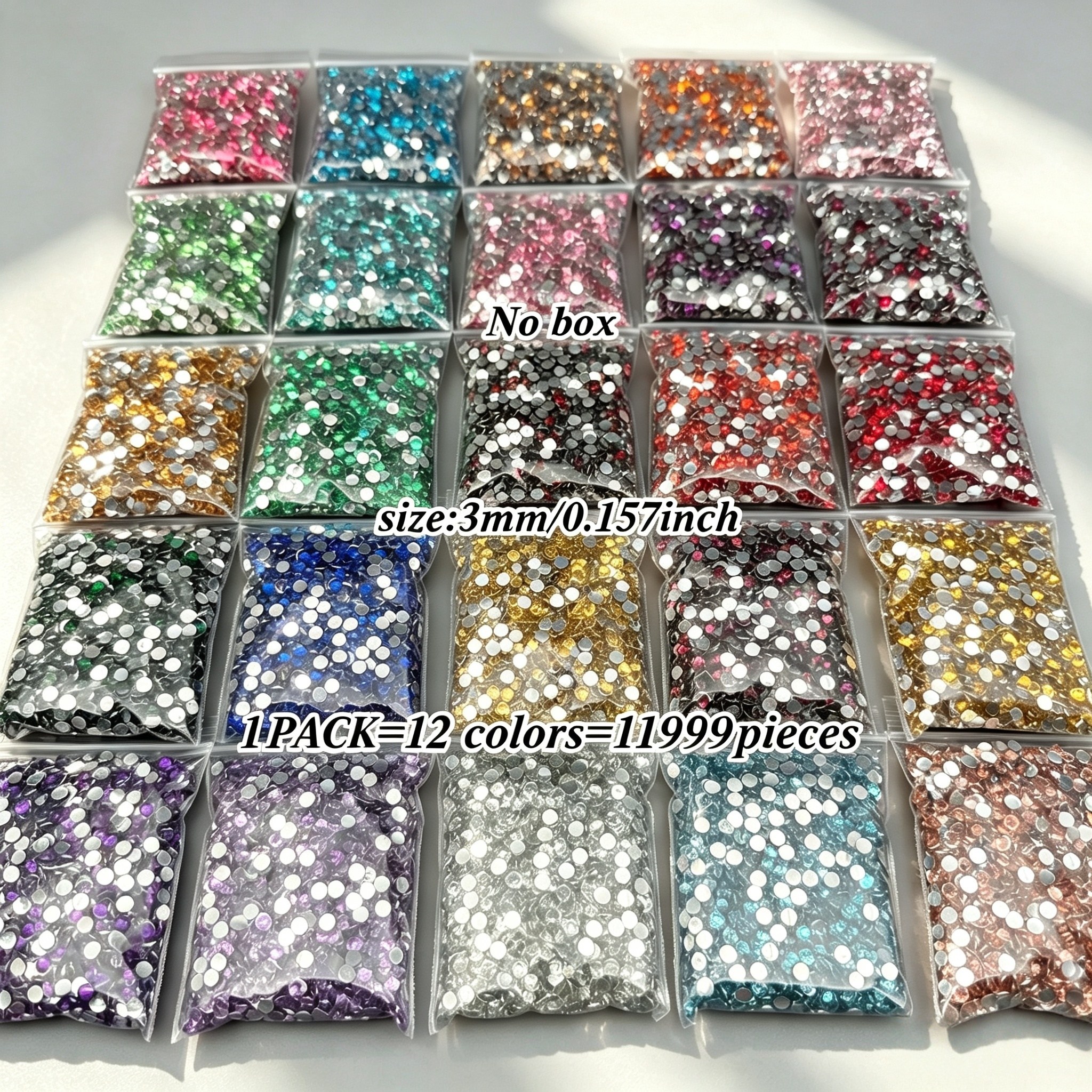 TEMU 11, 999 5d Resin Round, 3mm Diameter, 12 Colors In Total, Flatback Rhinestones, Suitable For Diy Crafts, Coasters, Keychains, Wreaths, Nail Art,