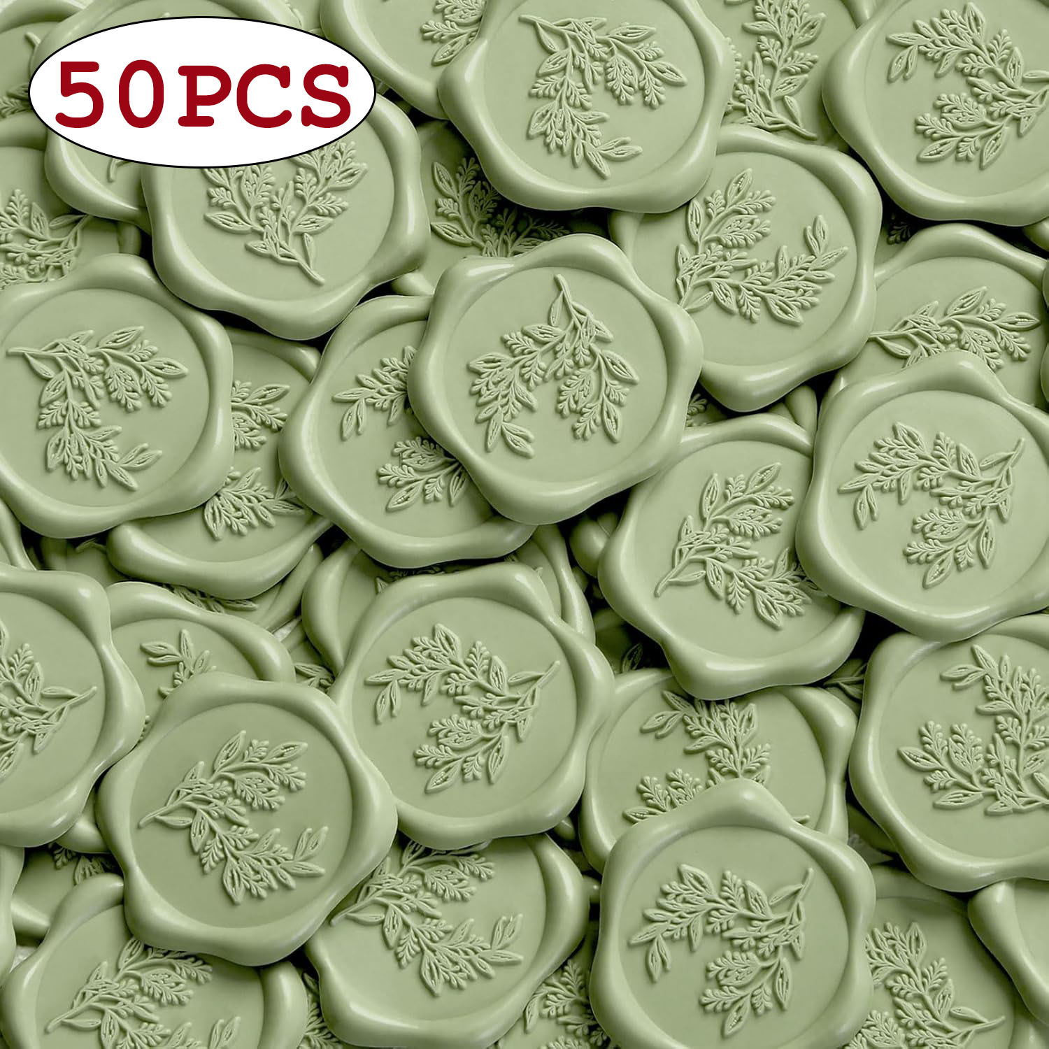 Image of 50pcs Sage Green Wax Seal Stickers - Hexagon Wedding Seal Stickers, Self- Adhesive Stickers, Perfect For Invitation Cards, Envelopes, Christmas Cards, Gift Wrapping, Party Menu Decor