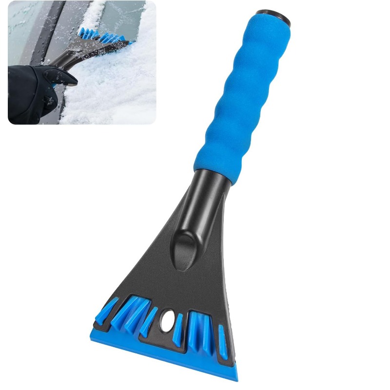 Half Windshield Scraper For Vehicles, Sturdy And Comfortable Design, Non-scratch Ice Remover With Soft Handle, Perfect For Clearing Frost And Ice, Black And Blue