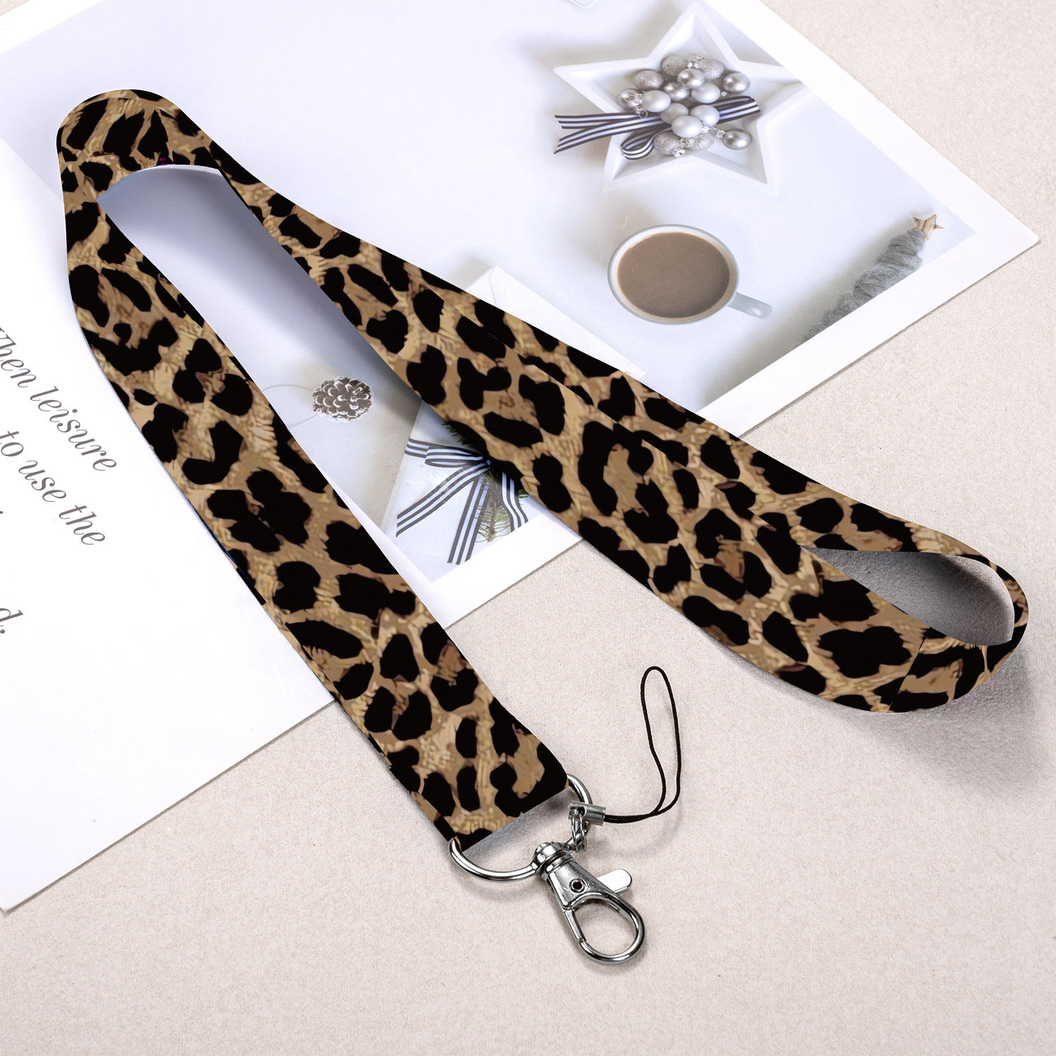TEMU 2D 1X Luipaardprint Lanyard - een Essentiële Accessoire voor Sleutelhangers, ID-houders, Passen, Mobiele Telefoons, Nekbanden en Badges