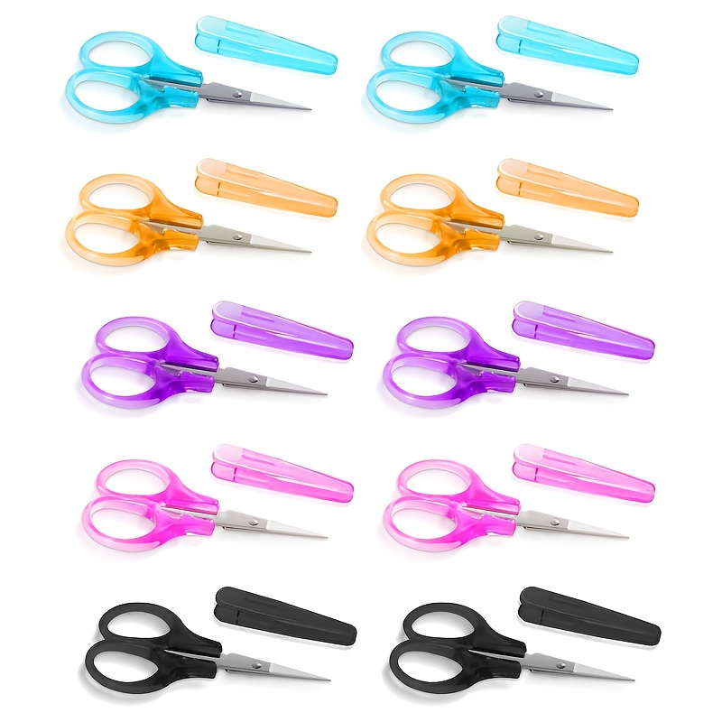 TEMU 10 petites ciseaux multifonctionnels, mini ciseaux de tranchants en acier inoxydable pour loisirs créatifs, avec étui de , 8,89 cm ( 8,9 cm),