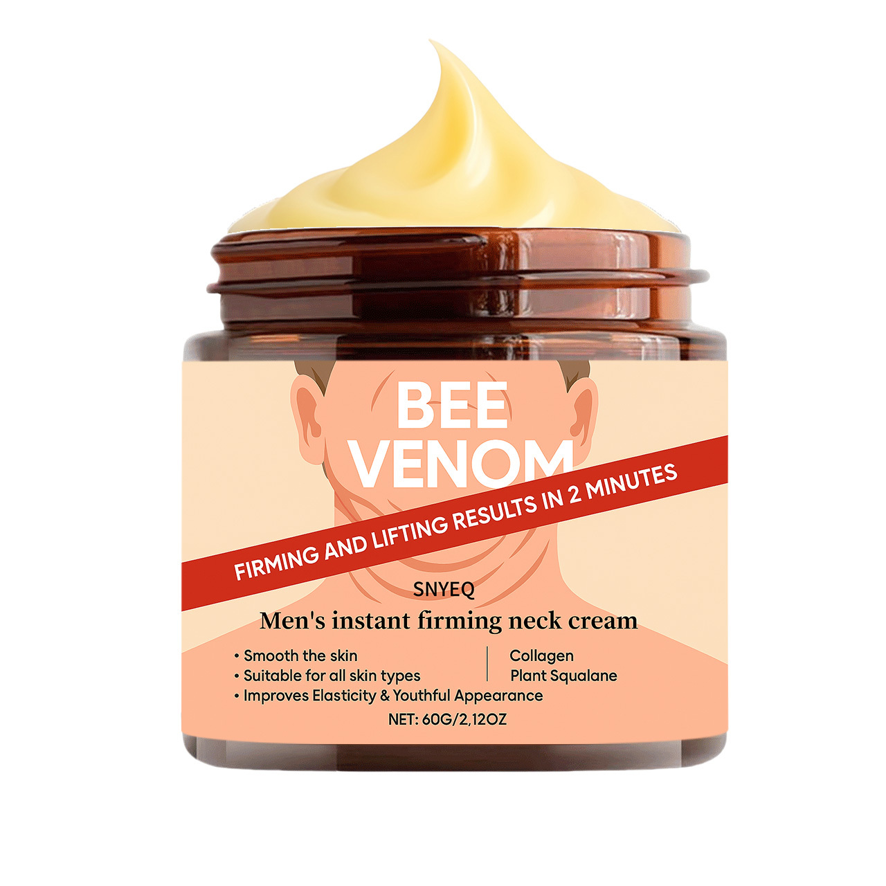 Instant Firming Neck Cream - Tightens Chin, Smooths, Suitable for Multiple Layers of Jawline, Lifting and Firmer with Plant Squalane, Retinol, Collagen & Bee Venom to Soften Beige from Within with Plant Squalane, Jawline Treatment, Antiaging Skincare, Lightweight Formula, Nongreasy Feel, Skincare Solution, Men’S Grooming, Beauty Routine - Image 4