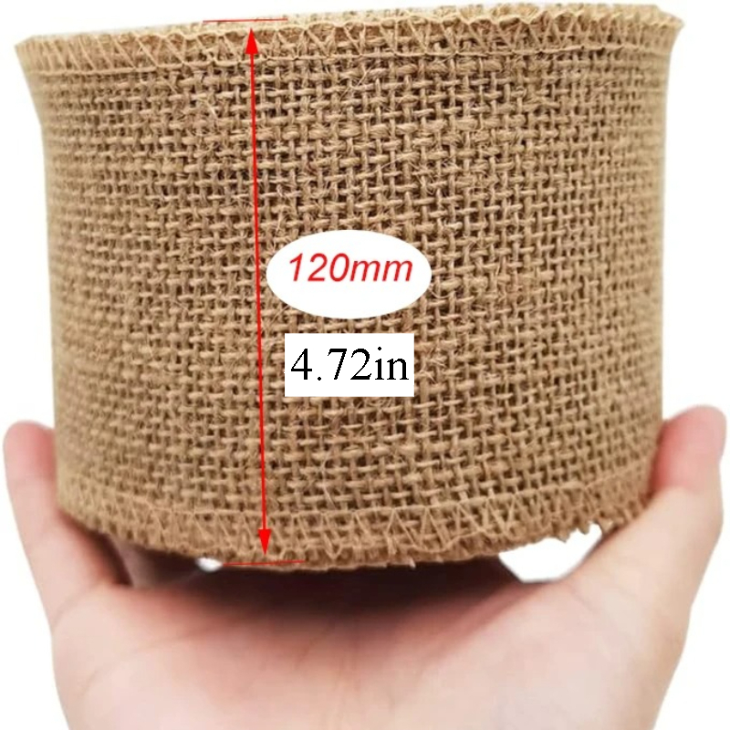 E-shop 4,72 Zoll lange Natur Jute Stoffrolle Sackleinenband zum Geschenkeverpacken für Bastelprojekte Hochzeit