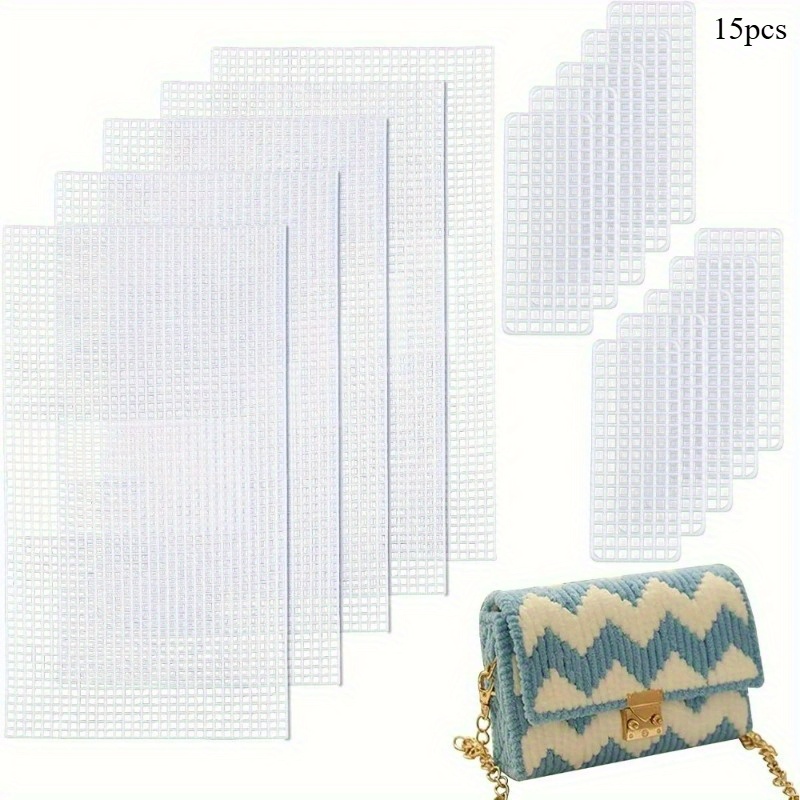 E-shop 15 Stück 2 Größen Plastik Mesh Canvas Blätter Plastik Netz Abdeckung Basteln Handtaschen Zubehör Acryl Garn Basteln Stricken und Häkeln Projekte