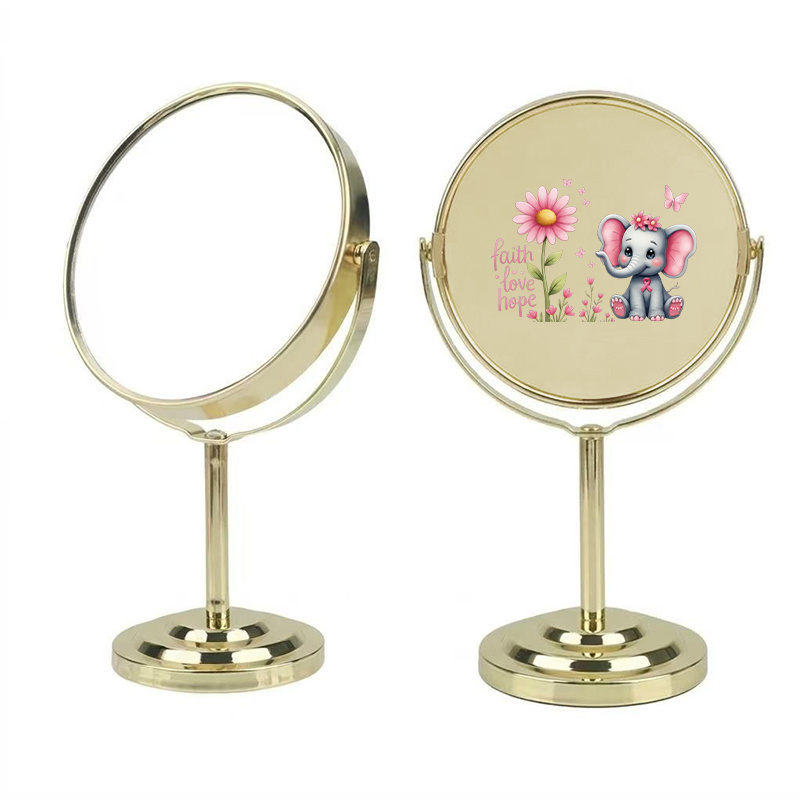 High Clarity Round Desktop Vanity Mirror with HD Patterned Back