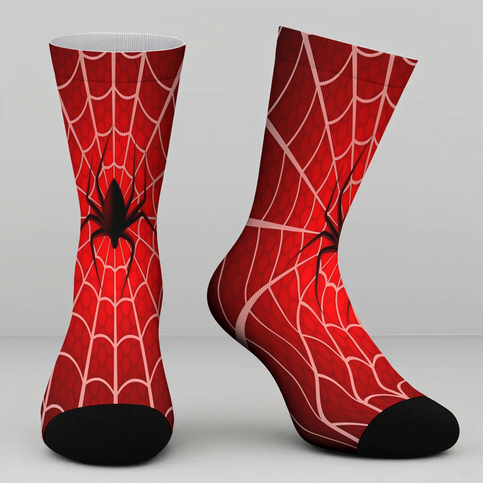 TEMU Spider Pattern Socks, Breathable Knitted Fabric, Sweat-absorbent - Suitable For Gym, Sports, Casual Occasions, Fun Sock Design, Stretchy Fabric,